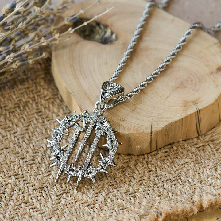 Christianartworkshop Collana con catena di corda e corona di spine e chiodi: simbolo di sacrificio redentore - image 7