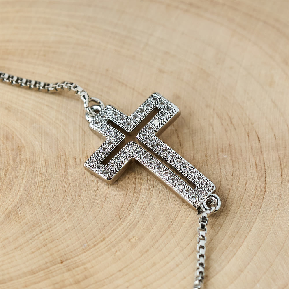 Christianartworkshop Bracciale con croce in zirconi dorati/argento/neri: incarna la grazia della croce - image 4