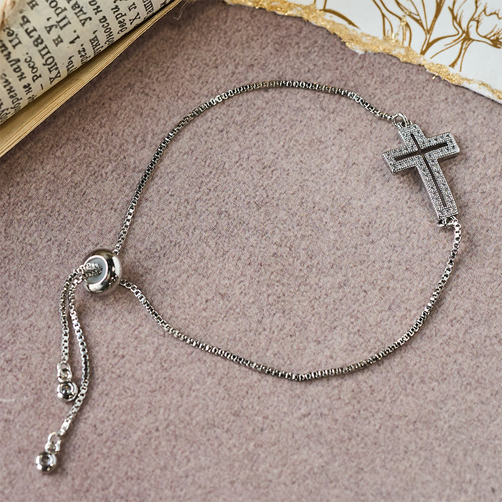 Christianartworkshop Bracciale con croce in zirconi dorati/argento/neri: incarna la grazia della croce - Argento - image 5