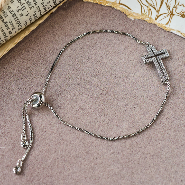 Christianartworkshop Bracciale con croce in zirconi dorati/argento/neri: incarna la grazia della croce - Argento - image 5
