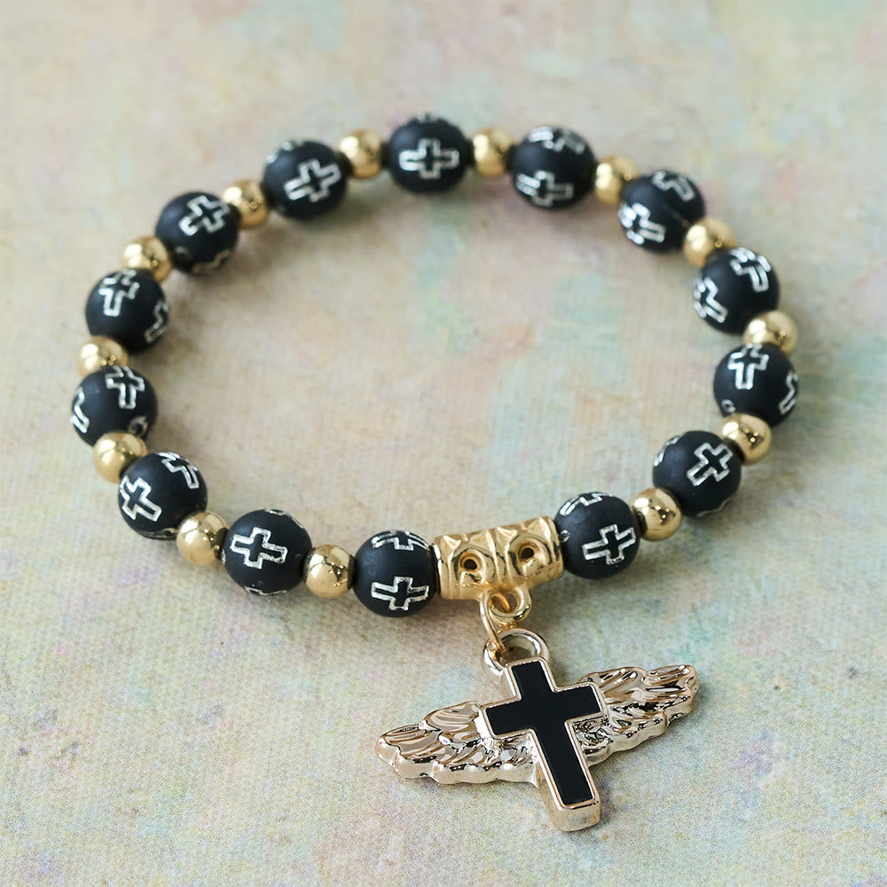 Christianartworkshop Bracciale con ciondolo a forma di croce alata: una preghiera visiva di devozione e connessione - Nero - image 8