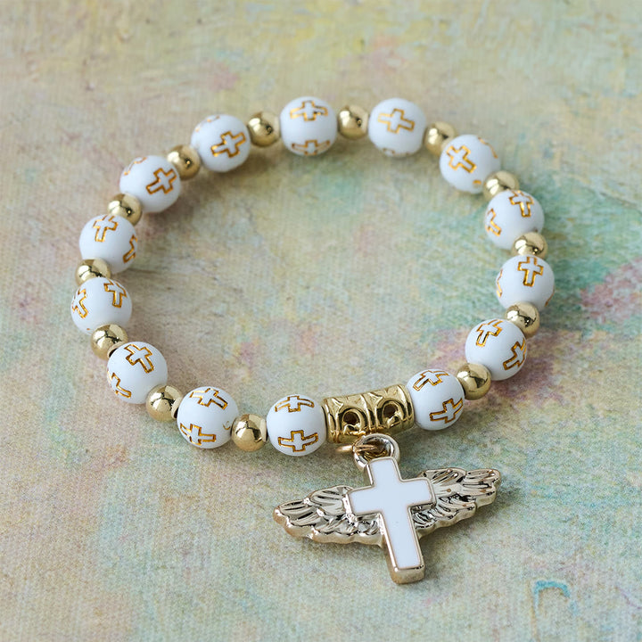 Christianartworkshop Bracciale con ciondolo a forma di croce alata: una preghiera visiva di devozione e connessione - D'oro - image 2