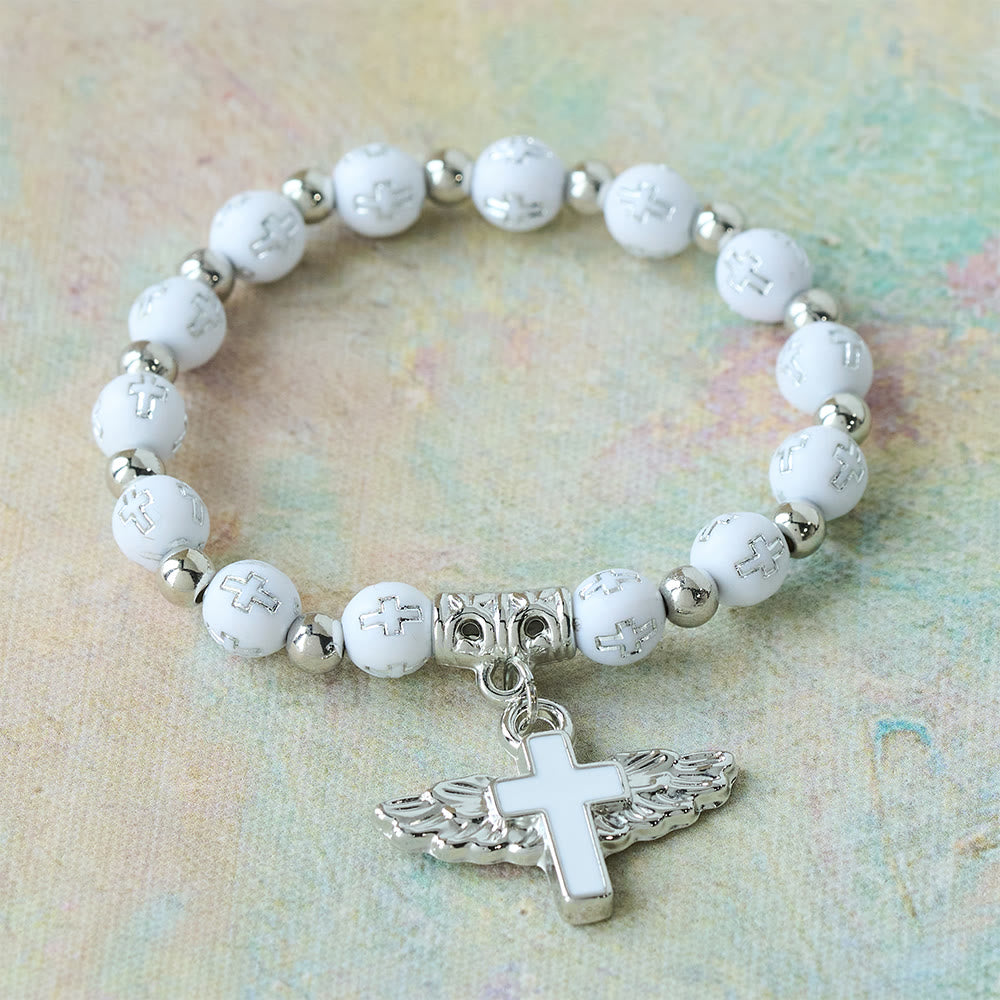Christianartworkshop Bracciale con ciondolo a forma di croce alata: una preghiera visiva di devozione e connessione - Bianco - image 3