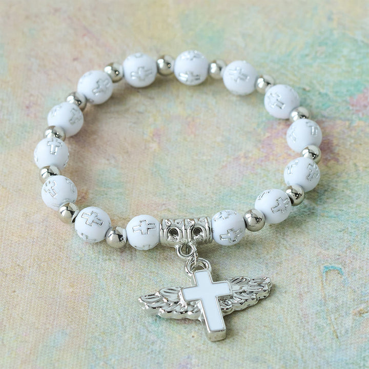 Christianartworkshop Bracciale con ciondolo a forma di croce alata: una preghiera visiva di devozione e connessione - Bianco - image 3