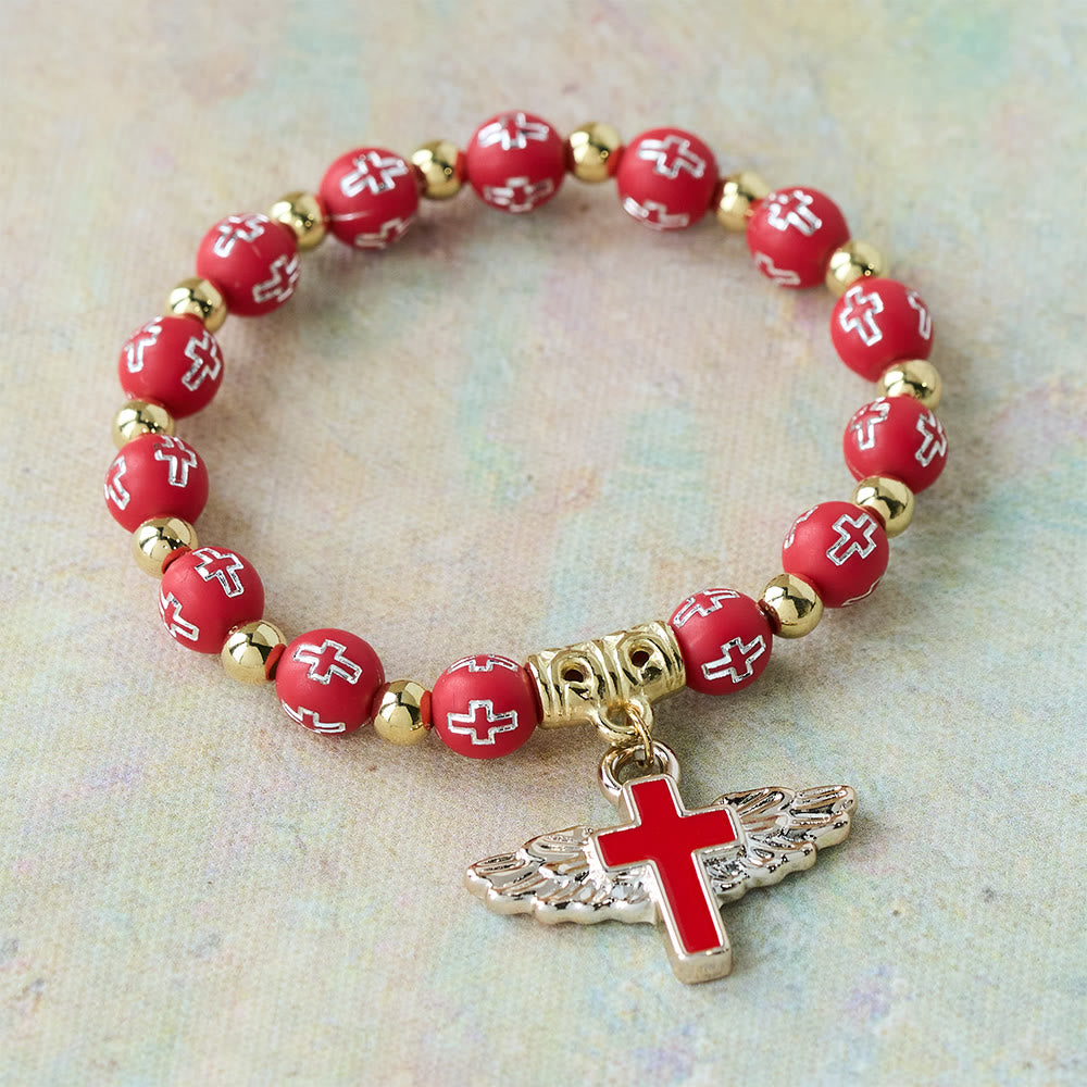 Christianartworkshop Bracciale con ciondolo a forma di croce alata: una preghiera visiva di devozione e connessione - Rosso - image 4