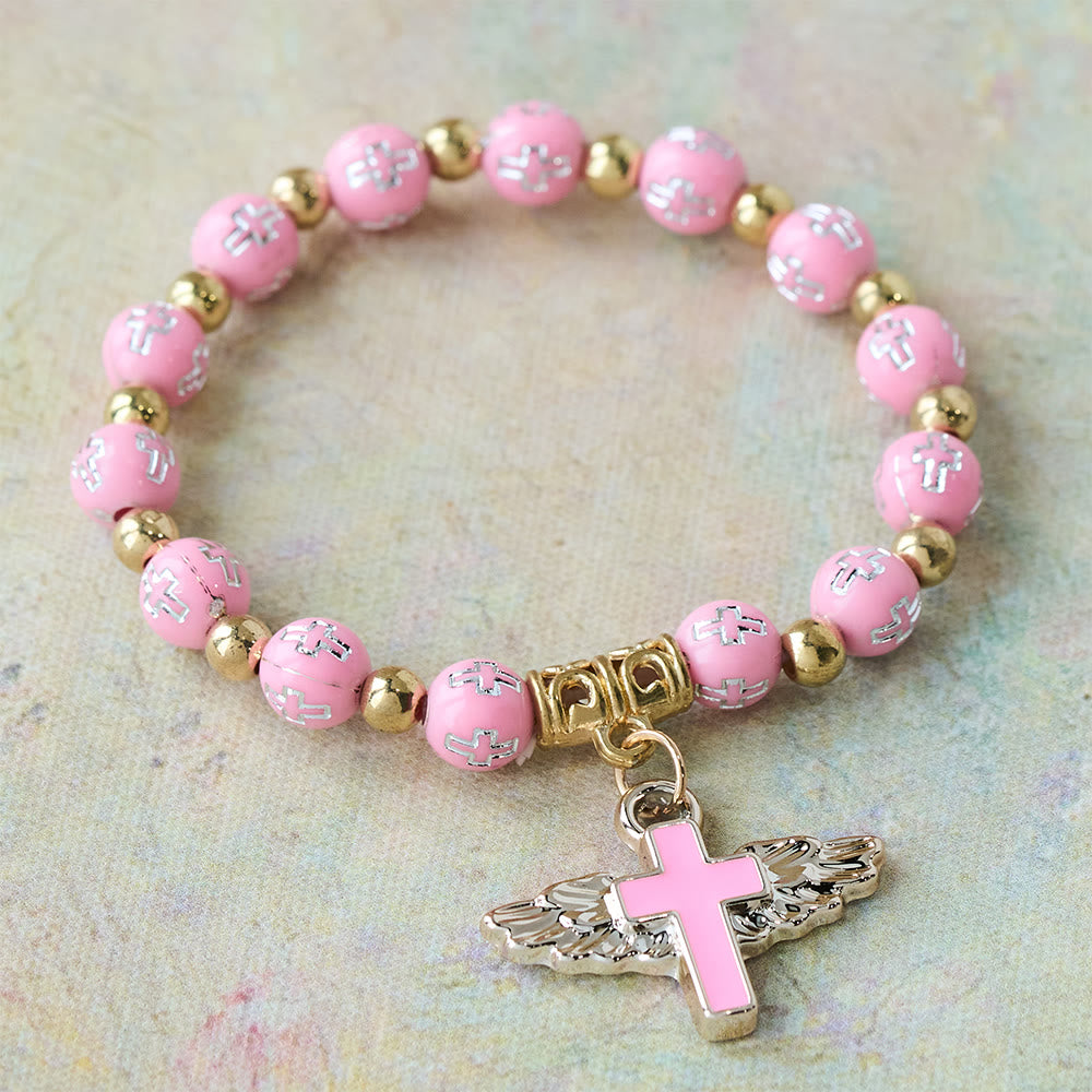 Christianartworkshop Bracciale con ciondolo a forma di croce alata: una preghiera visiva di devozione e connessione - Rosa - image 5