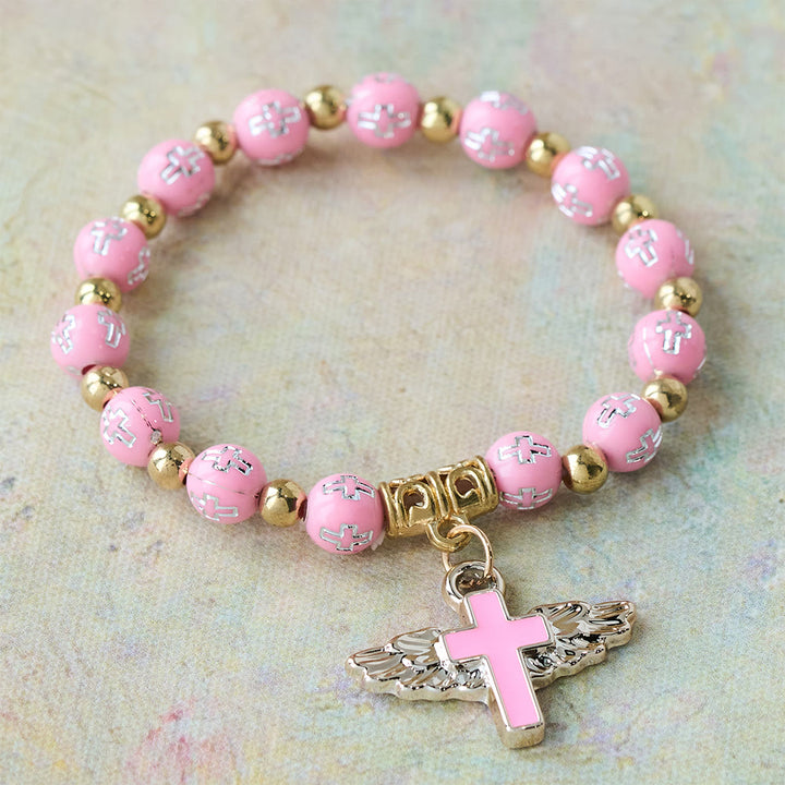 Christianartworkshop Bracciale con ciondolo a forma di croce alata: una preghiera visiva di devozione e connessione - Rosa - image 5