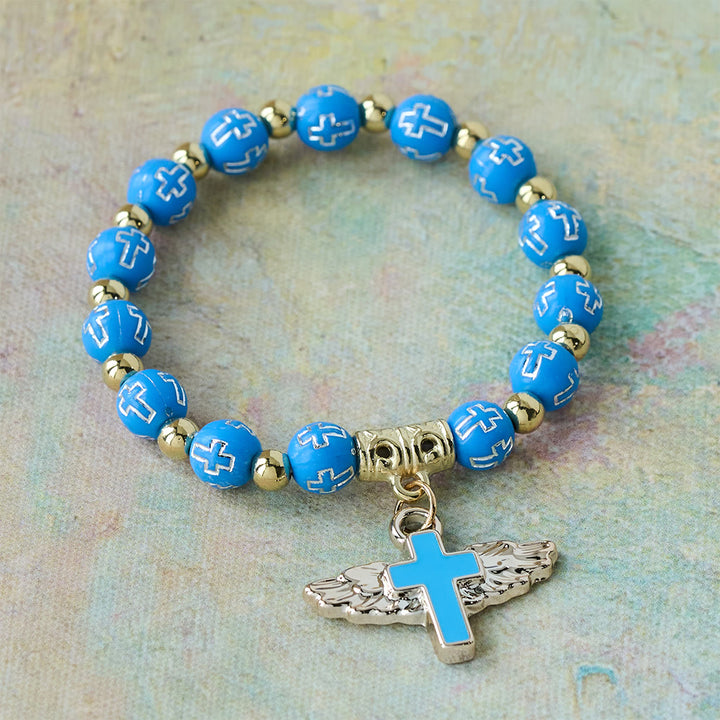 Christianartworkshop Bracciale con ciondolo a forma di croce alata: una preghiera visiva di devozione e connessione - Blu - image 6