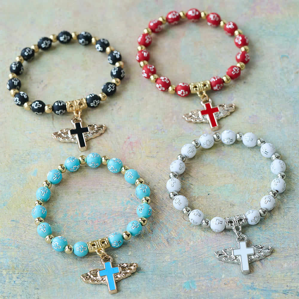 Christianartworkshop Bracciale con ciondolo a forma di croce alata: una preghiera visiva di devozione e connessione - image 0