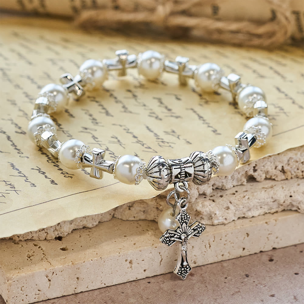 Christianartworkshop Bracciale con perline e croce in argento: incarna la grazia della riflessione devozionale - image 5