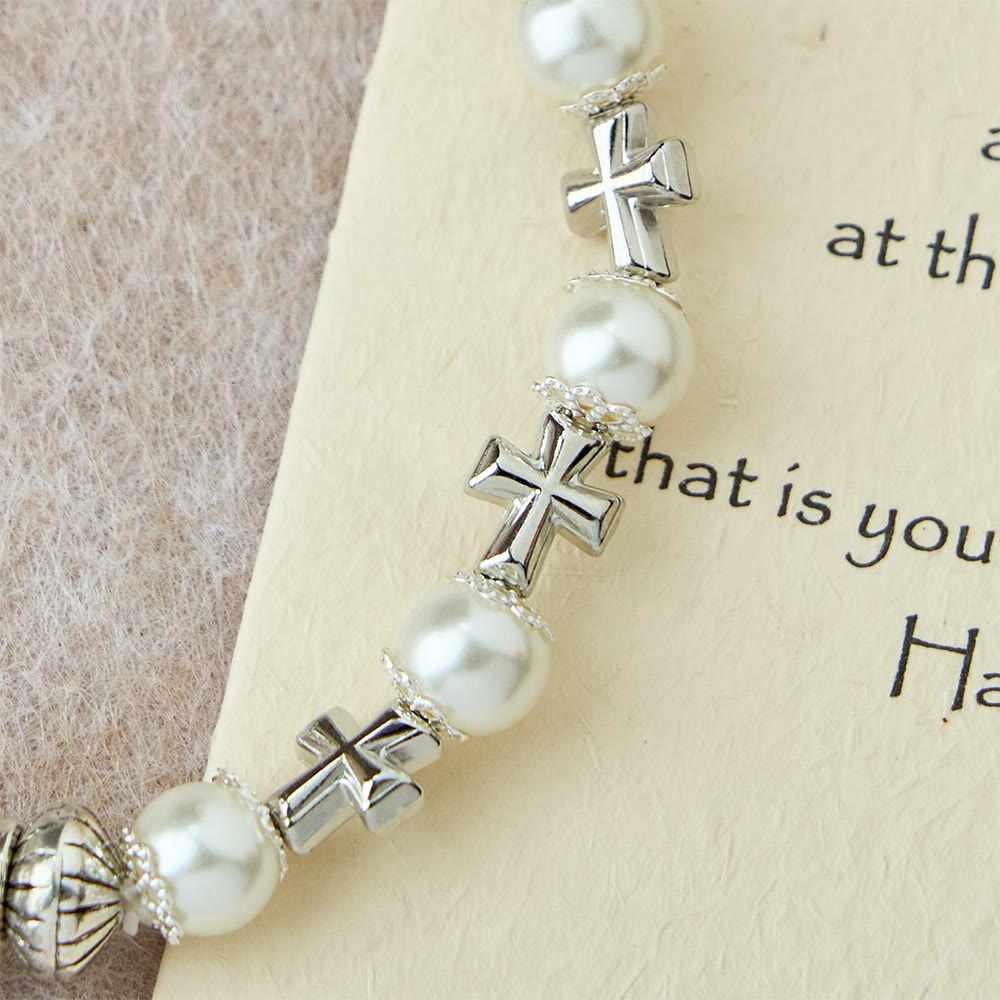 Christianartworkshop Bracciale con perline e croce in argento: incarna la grazia della riflessione devozionale - image 9