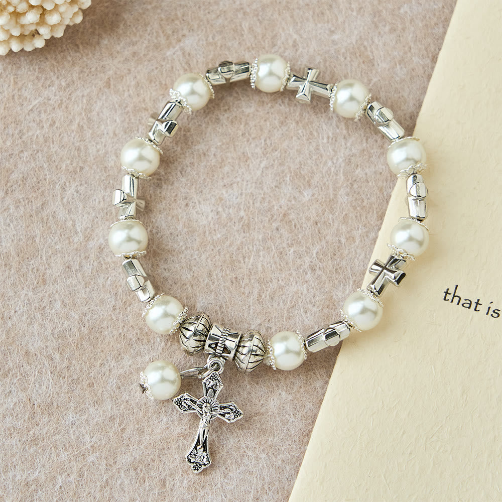 Christianartworkshop Bracciale con perline e croce in argento: incarna la grazia della riflessione devozionale - image 6