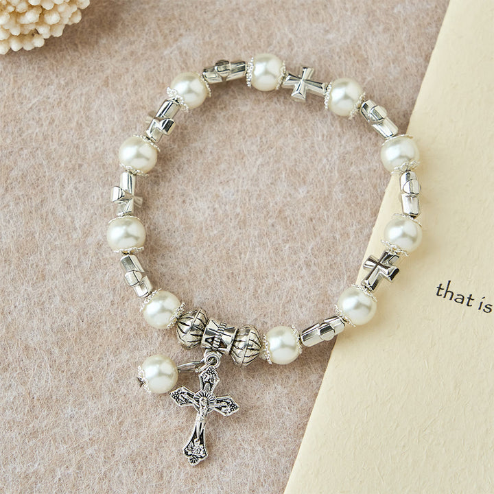 Christianartworkshop Bracciale con perline e croce in argento: incarna la grazia della riflessione devozionale - image 6