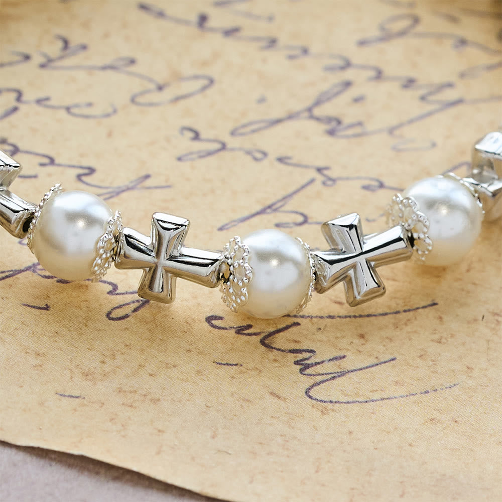 Christianartworkshop Bracciale con perline e croce in argento: incarna la grazia della riflessione devozionale - image 8