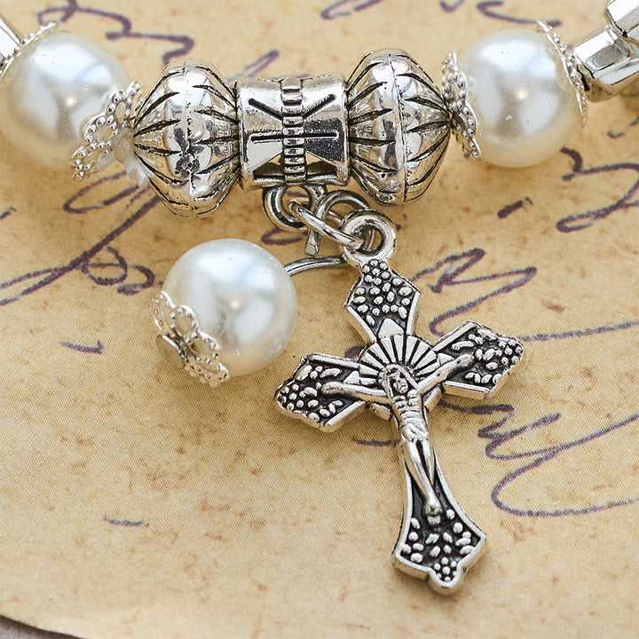 Christianartworkshop Bracciale con perline e croce in argento: incarna la grazia della riflessione devozionale - image 10
