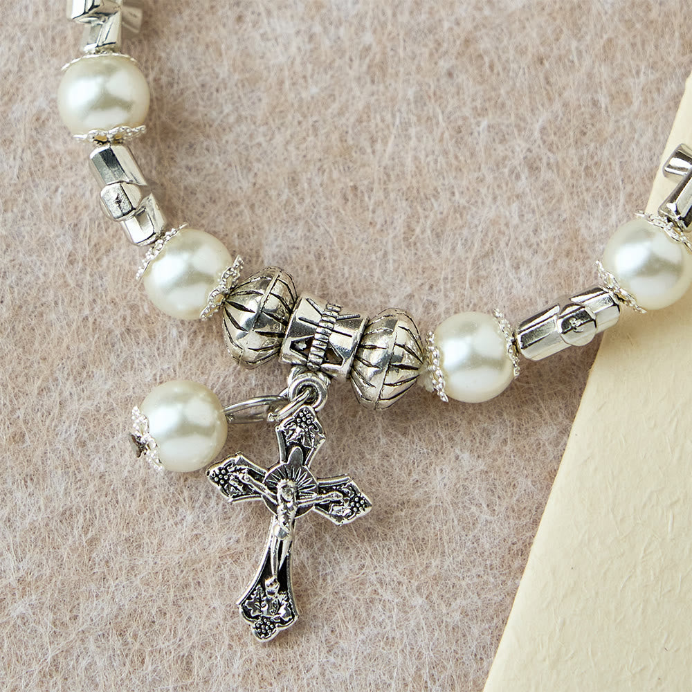 Christianartworkshop Bracciale con perline e croce in argento: incarna la grazia della riflessione devozionale - image 7