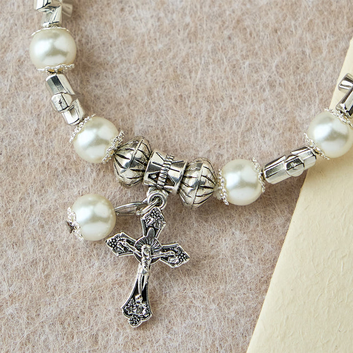Christianartworkshop Bracciale con perline e croce in argento: incarna la grazia della riflessione devozionale - image 7