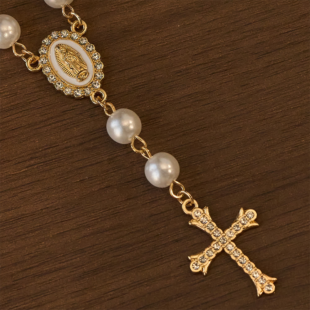 Christianartworkshop Elegante rosario con perle bianche e croce in zircone: un simbolo senza tempo di devozione e grazia - image 6