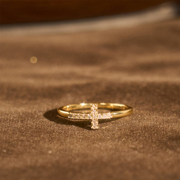Christianartworkshop Set di anelli con doppia croce: stili in metallo lucido e tempestati di zirconi per la devozione quotidiana - image 3