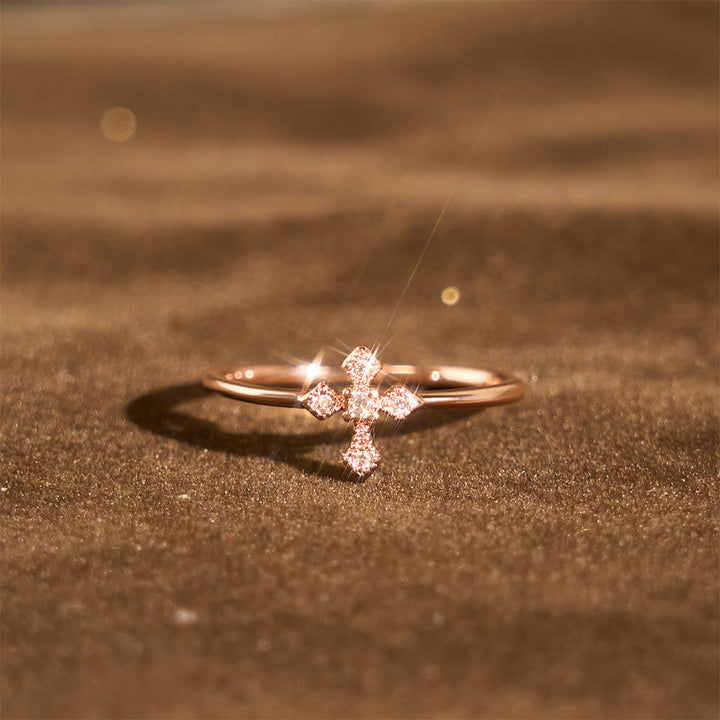 Christianartworkshop Anello a croce con zirconi: devozione senza tempo in oro, argento e oro rosa - image 11