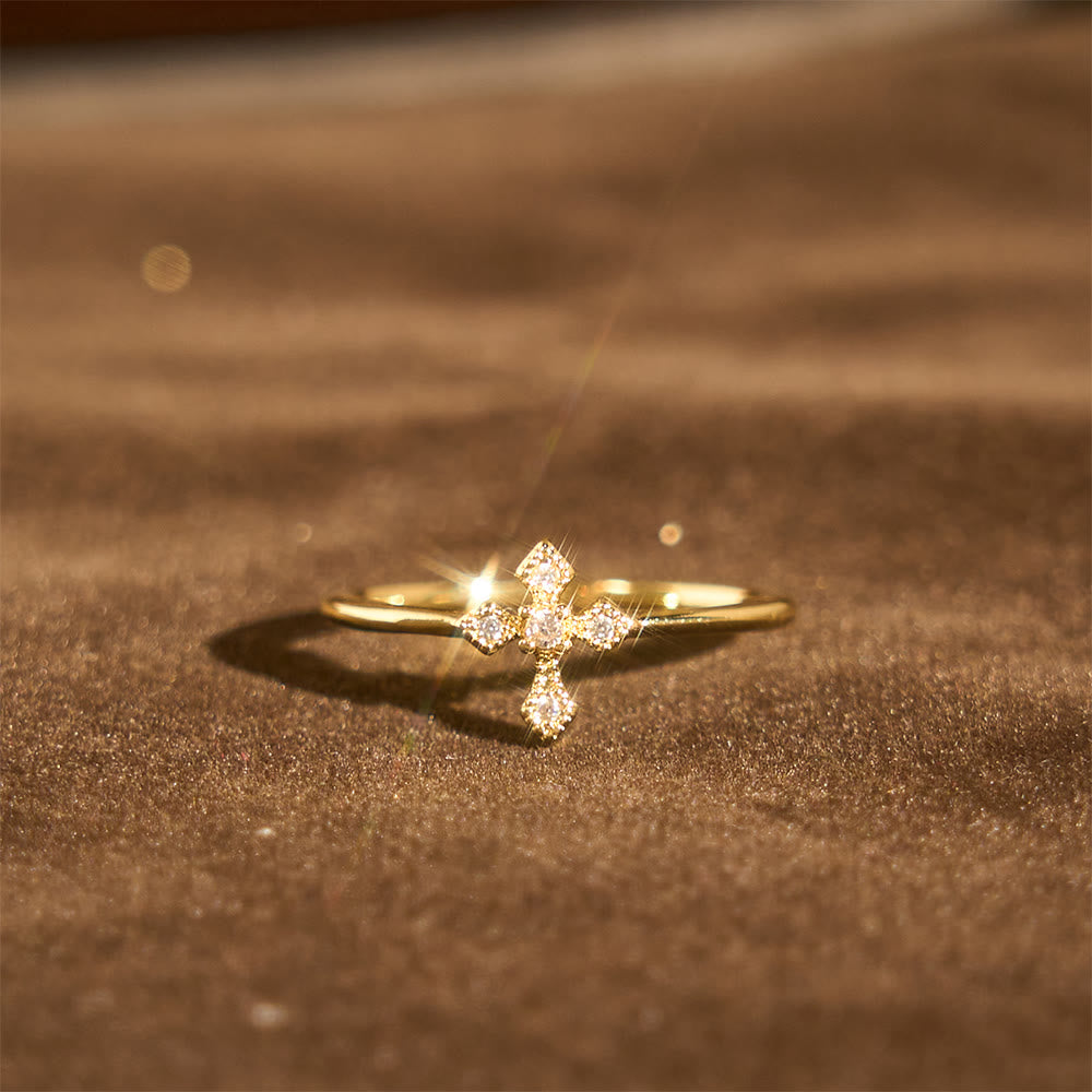 Christianartworkshop Anello a croce con zirconi: devozione senza tempo in oro, argento e oro rosa - image 2
