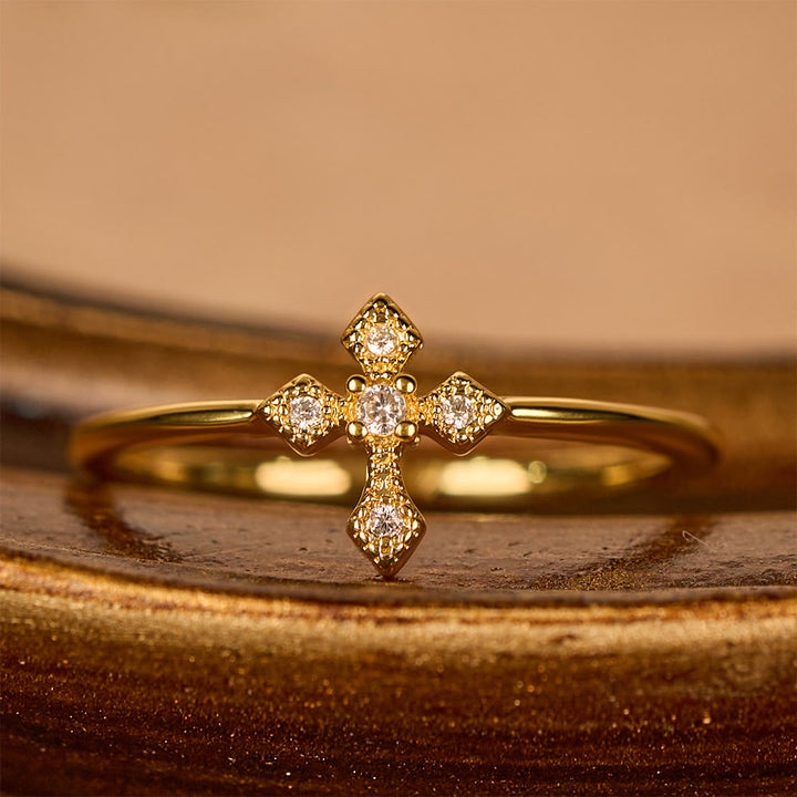 Christianartworkshop Anello a croce con zirconi: devozione senza tempo in oro, argento e oro rosa - D'oro - Stati Uniti 10 - image 0