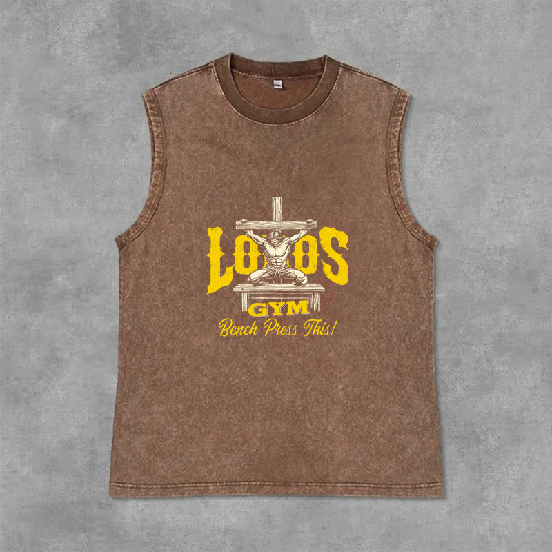 Christianartworkshop Lord's Gym: Panca piana con questa canotta unisex lavata a croce - Marrone - 2XL - image 0