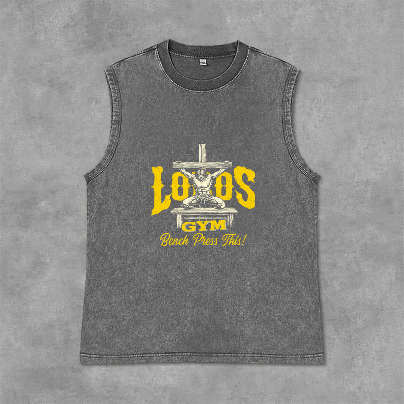 Christianartworkshop Lord's Gym: Panca piana con questa canotta unisex lavata a croce - Grigio - 2XL - image 3