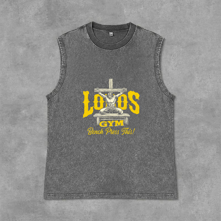 Christianartworkshop Lord's Gym: Panca piana con questa canotta unisex lavata a croce - Grigio - 2XL - image 3