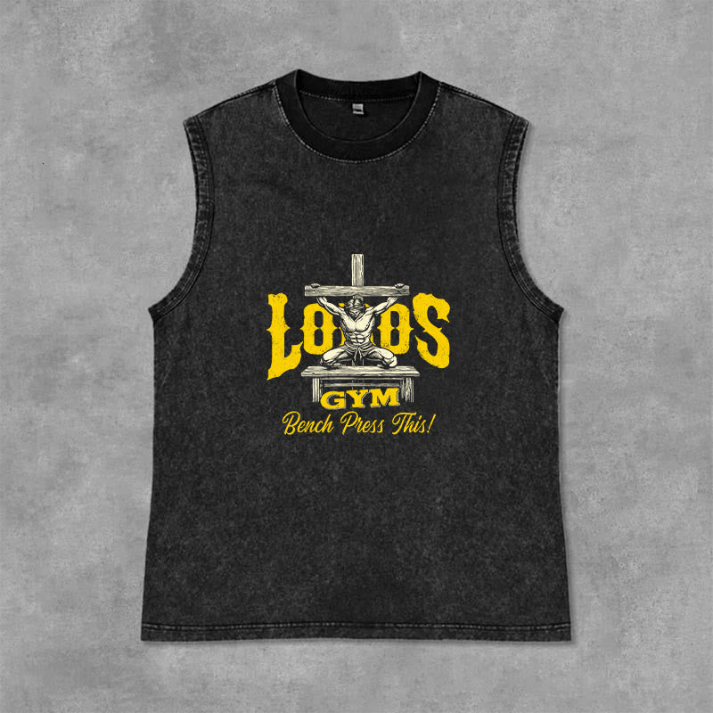 Christianartworkshop Lord's Gym: Panca piana con questa canotta unisex lavata a croce - Nero - 2XL - image 6