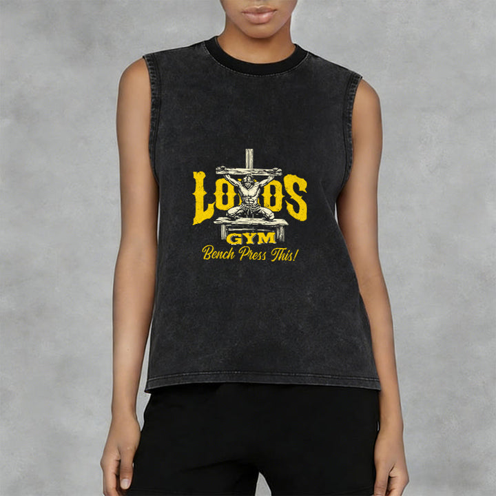 Christianartworkshop Lord's Gym: Panca piana con questa canotta unisex lavata a croce - image 8