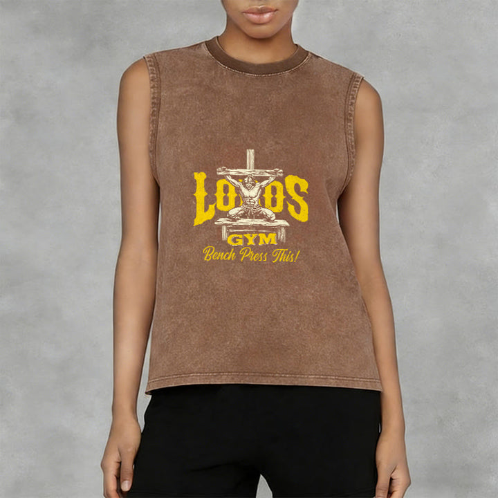 Christianartworkshop Lord's Gym: Panca piana con questa canotta unisex lavata a croce - image 2