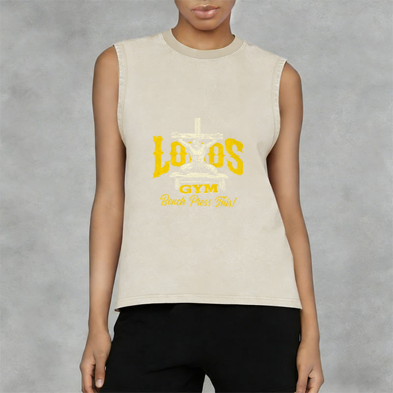 Christianartworkshop Lord's Gym: Panca piana con questa canotta unisex lavata a croce - image 14