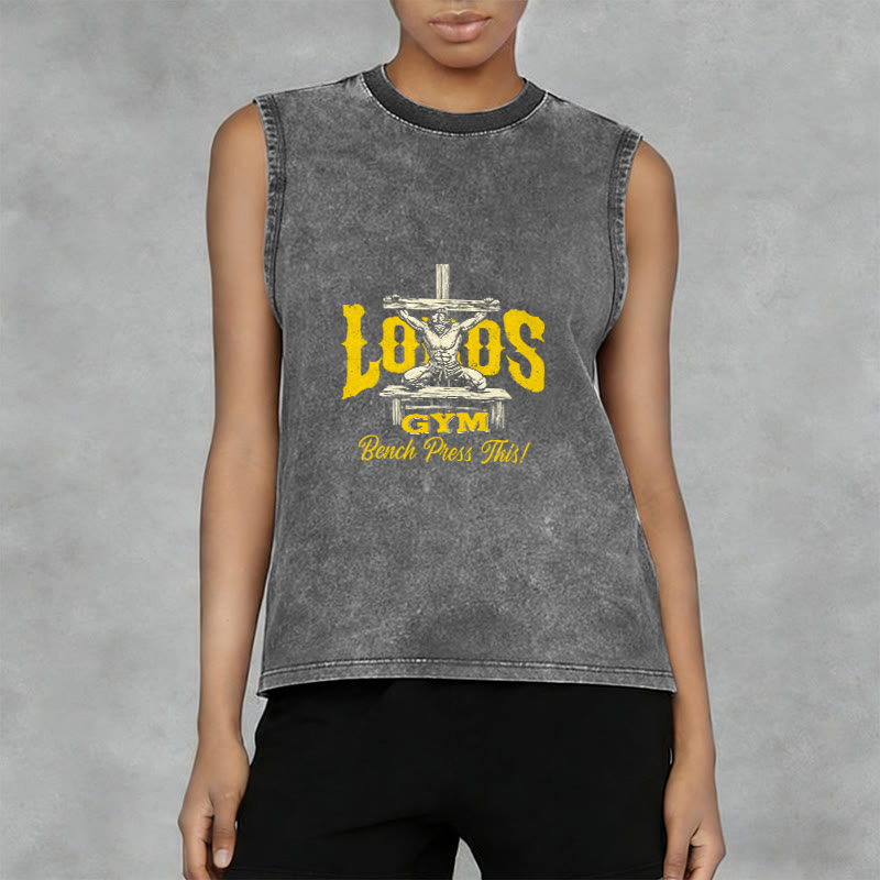 Christianartworkshop Lord's Gym: Panca piana con questa canotta unisex lavata a croce - image 5