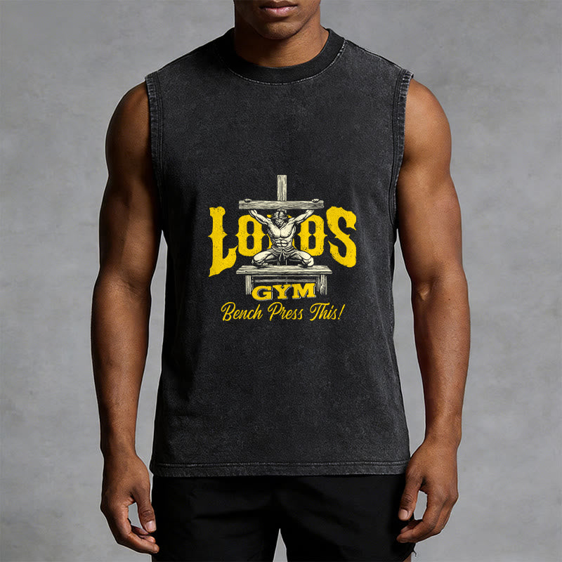 Christianartworkshop Lord's Gym: Panca piana con questa canotta unisex lavata a croce - image 7