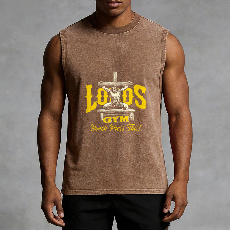 Christianartworkshop Lord's Gym: Panca piana con questa canotta unisex lavata a croce - image 1