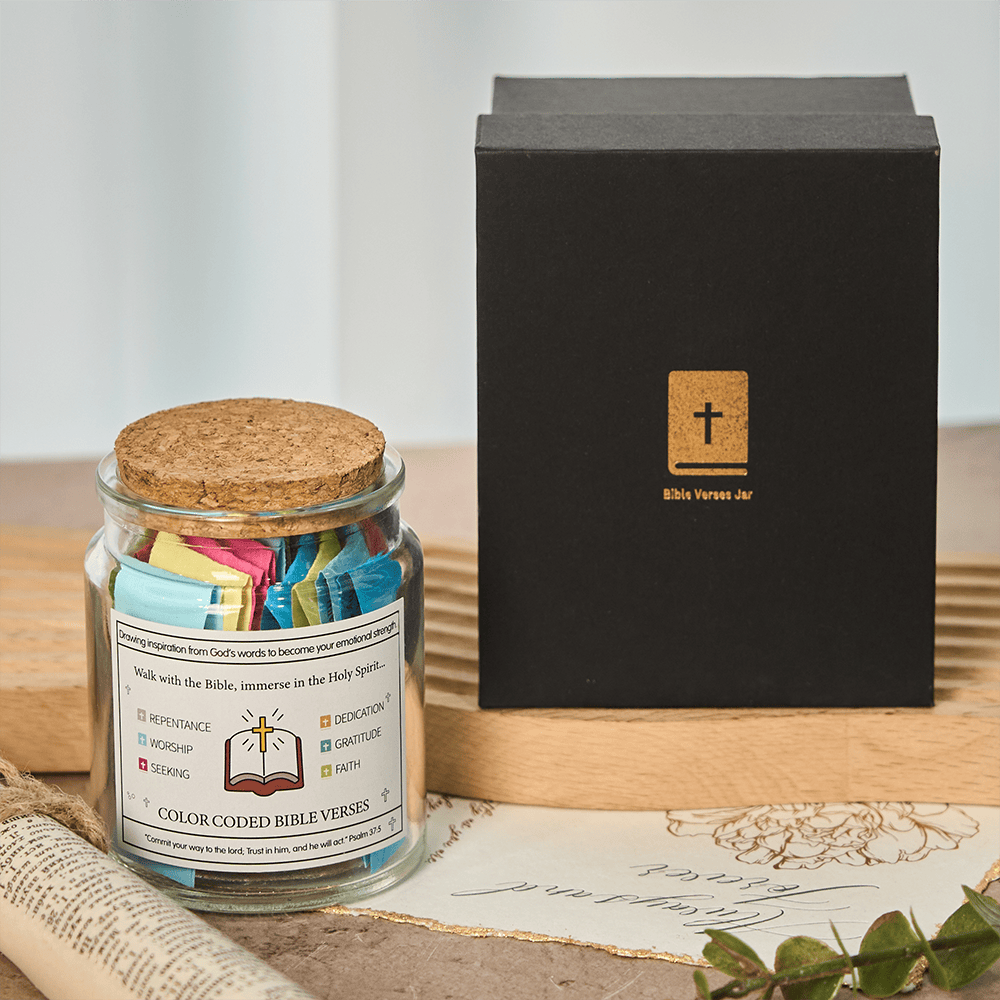 Christianartworkshop Barattolo con versetti biblici colorati, coperchio in sughero e confezione regalo: un promemoria tangibile delle Scritture - A (90 pezzi) - image 0