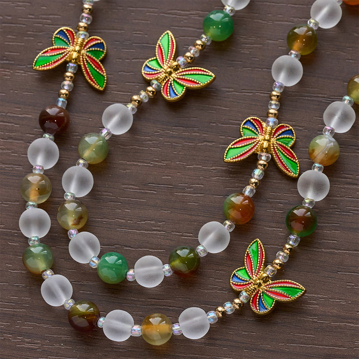Christianartworkshop Rosario a farfalla in malachite naturale con smalto: Farfalla della fede - image 7