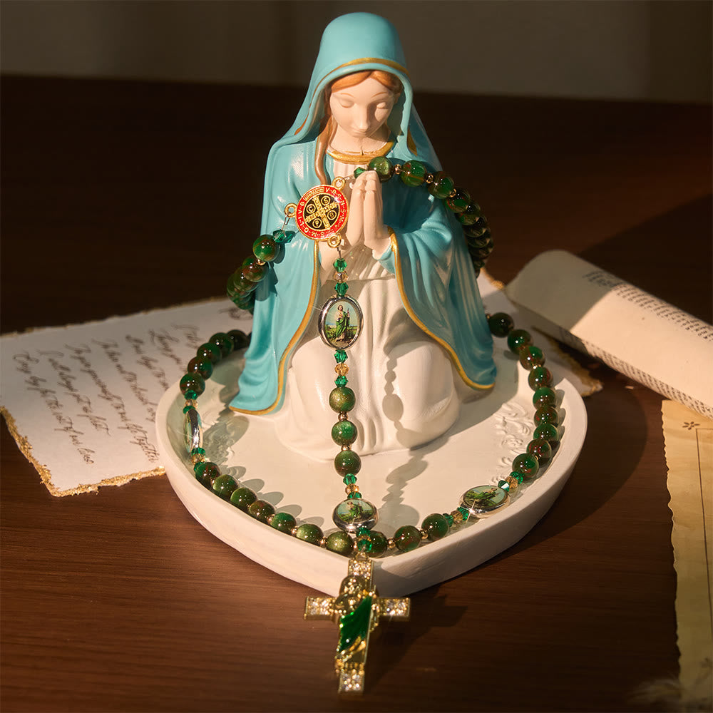 Christianartworkshop Rosario di San Giuda con perline verdi scintillanti: San Giuda patrono della speranza - image 6