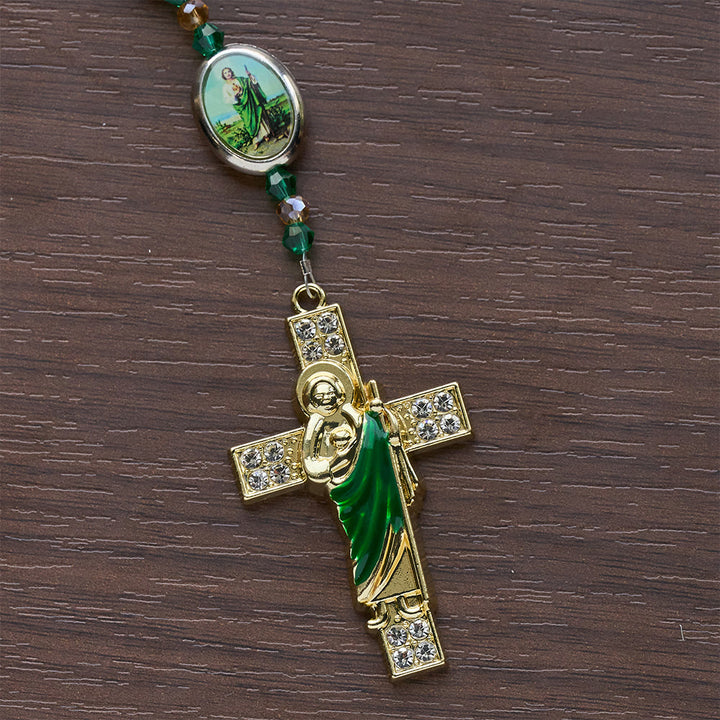 Christianartworkshop Rosario di San Giuda con perline verdi scintillanti: San Giuda patrono della speranza - image 7