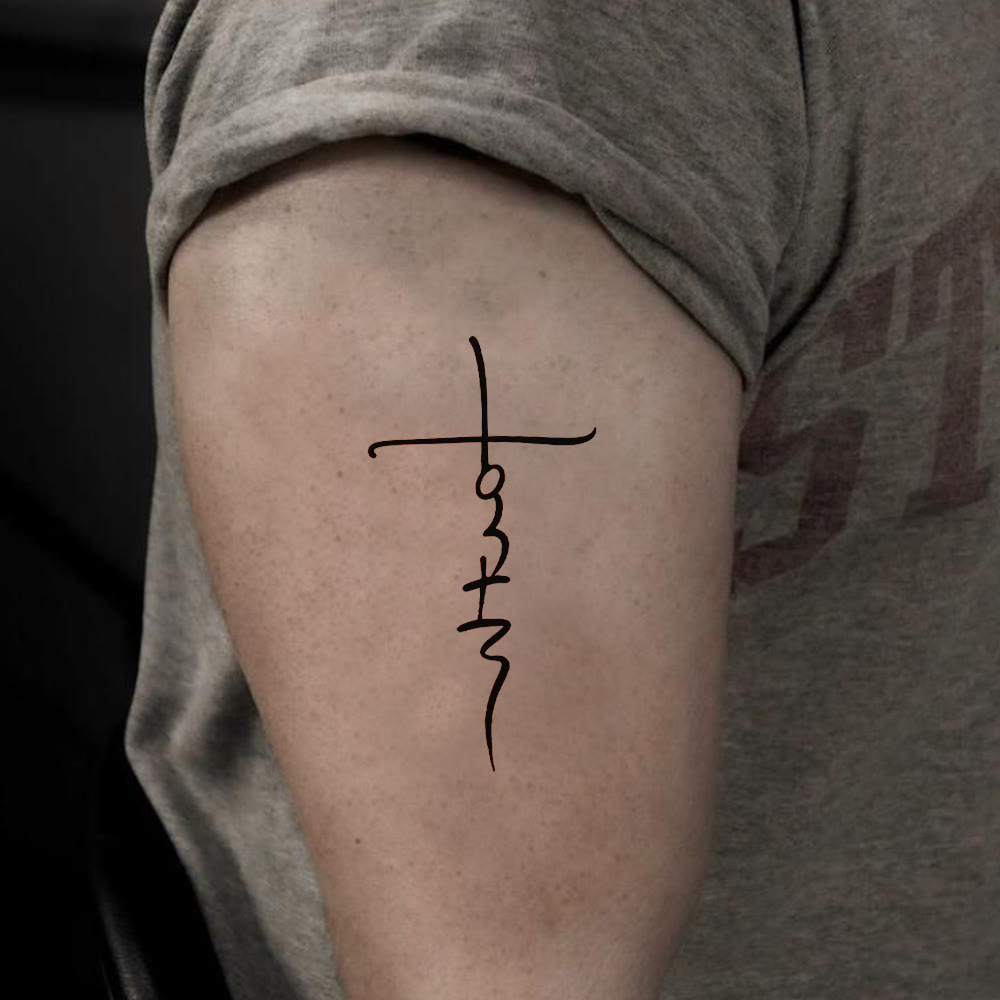 Christianartworkshop Tatuaggio temporaneo con scritta "Croce e Fede": un'elegante linea artistica per promemoria quotidiani della fede - image 2