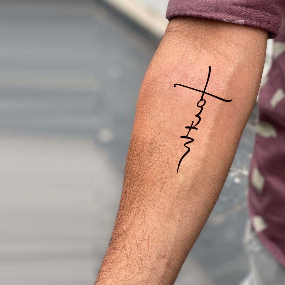 Christianartworkshop Tatuaggio temporaneo con scritta "Croce e Fede": un'elegante linea artistica per promemoria quotidiani della fede - image 3