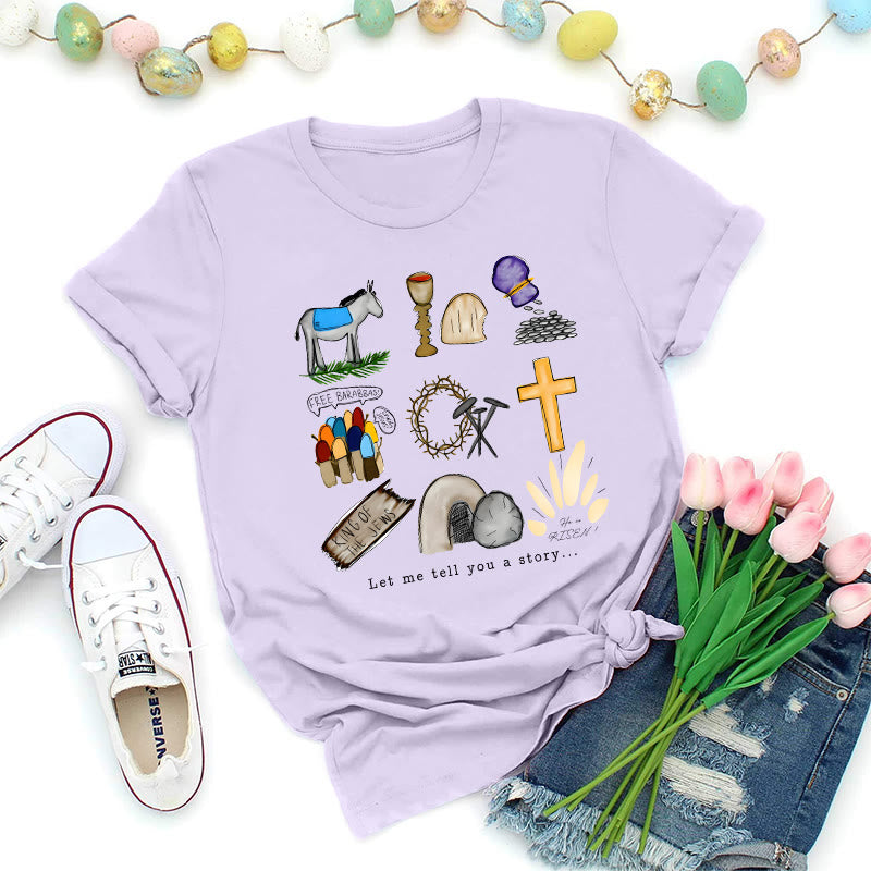 Christianartworkshop Maglietta Premium con collage di storie di Pasqua - Viola - 2XL - image 6