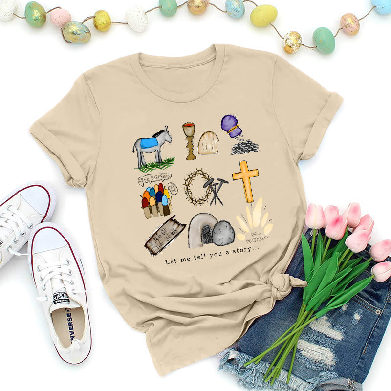 Christianartworkshop Maglietta Premium con collage di storie di Pasqua - Beige - 2XL - image 0