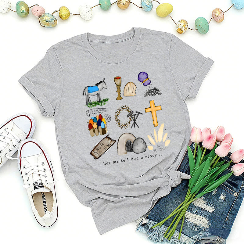 Christianartworkshop Maglietta Premium con collage di storie di Pasqua - Grigio - 2XL - image 2