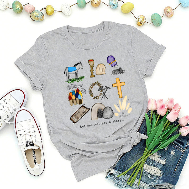 Christianartworkshop Maglietta Premium con collage di storie di Pasqua - Grigio - 2XL - image 2