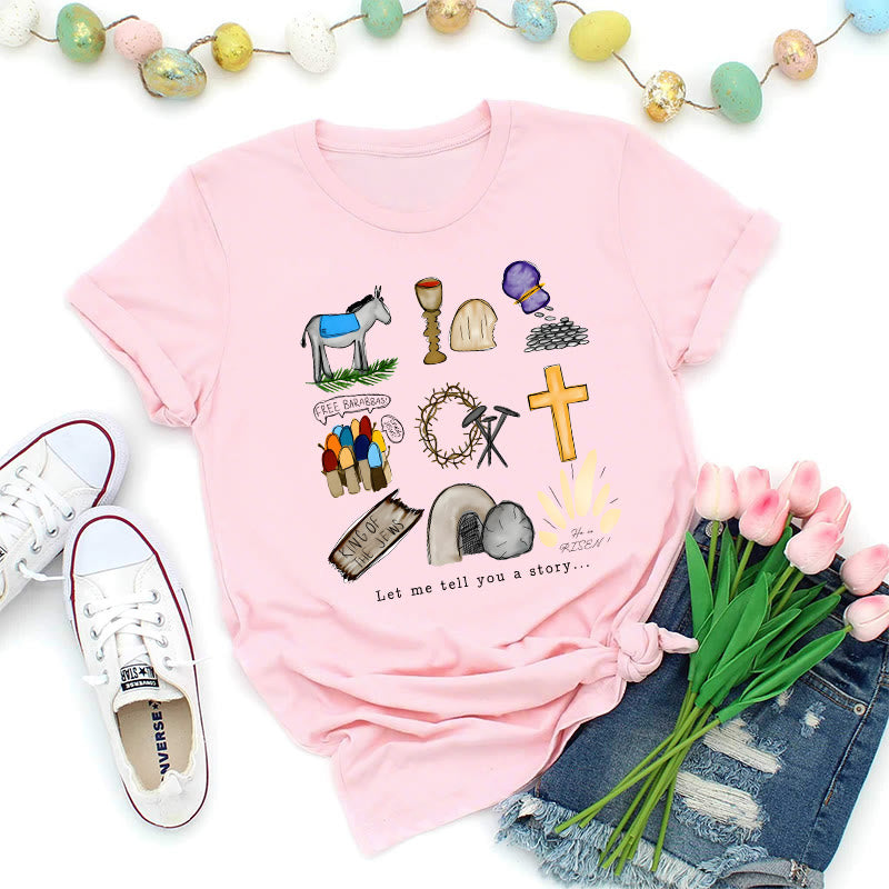 Christianartworkshop Maglietta Premium con collage di storie di Pasqua - Rosa - 2XL - image 1