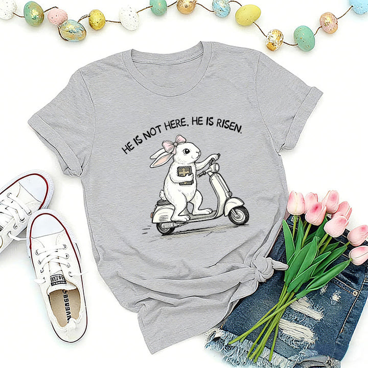 Christianartworkshop Maglietta premium con scooter coniglietto pasquale He Is Risen - Grigio - 2XL - image 5