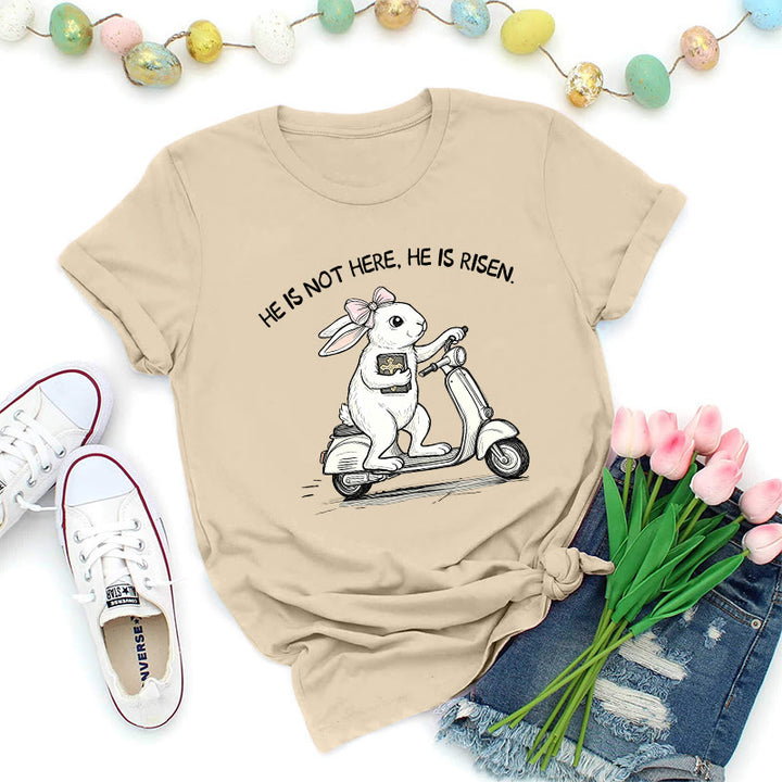 Christianartworkshop Maglietta premium con scooter coniglietto pasquale He Is Risen - Beige - 2XL - image 3