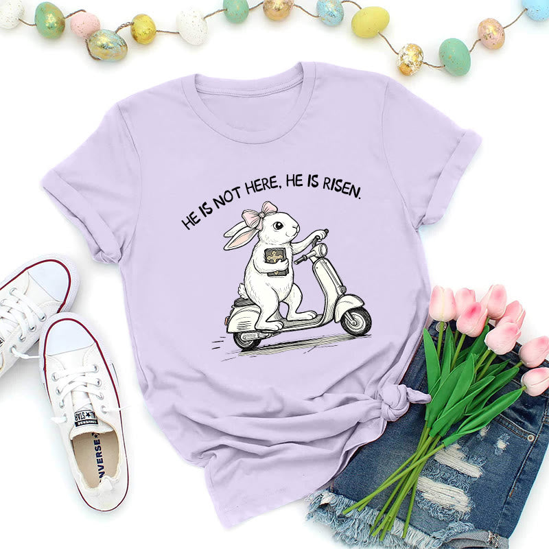 Christianartworkshop Maglietta premium con scooter coniglietto pasquale He Is Risen - Viola - 2XL - image 0